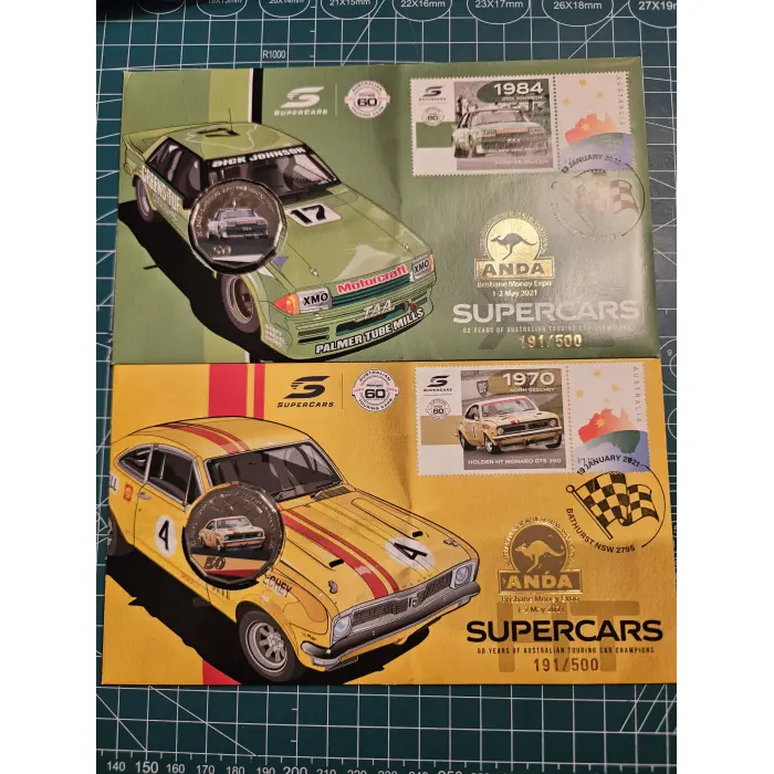 2021 Brisbane money expo ANDA overprint pair supercars 50cent matching numbers 