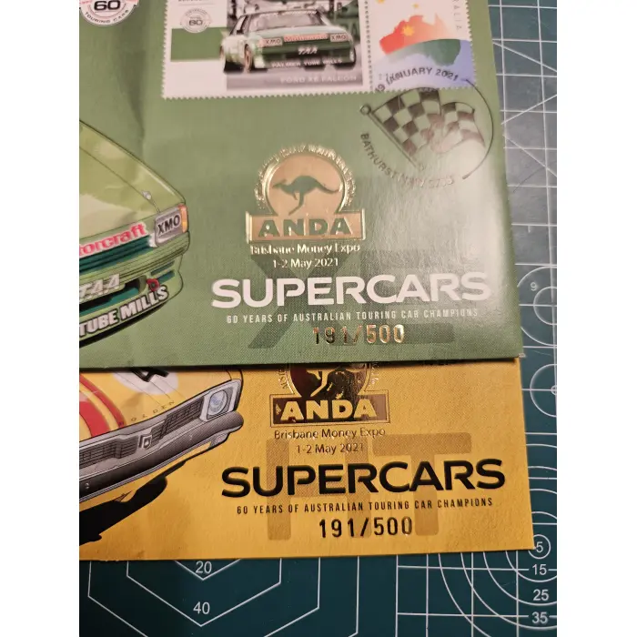 2021 Brisbane money expo ANDA overprint pair supercars 50cent matching numbers 