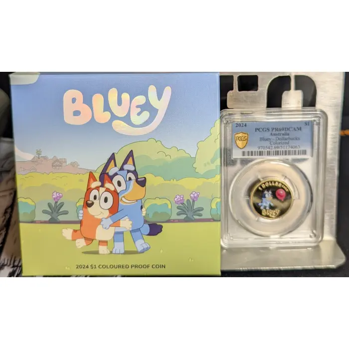 2024 Australia Bluey - Dollarbucks Colorized Proof $1 Coin PCGS PR69DCAM