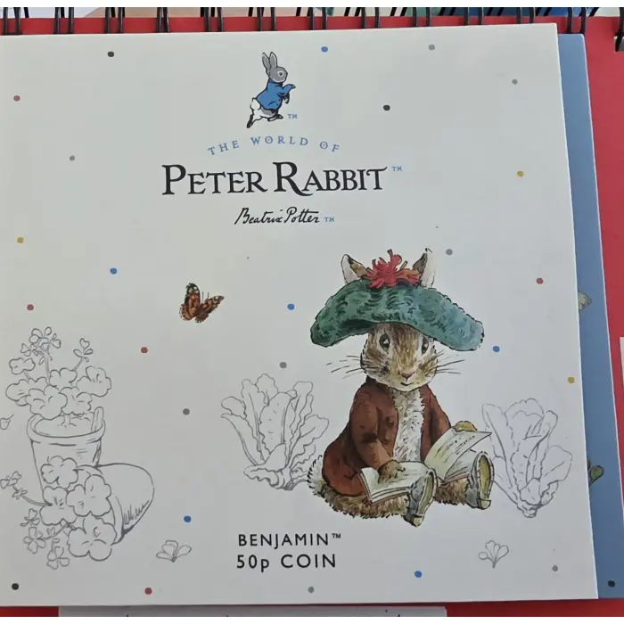 The 2023 World of Peter Rabbit Benjamin Bunny 50p BU Colour Coin