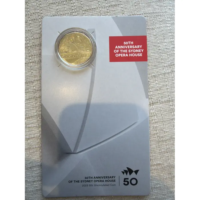 2023 Australia Sydney Opera House 50 years UNC Gold colour 50c cent Coin in Card
