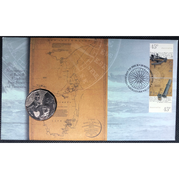 1998 50c Bicentenary Of Bass Strait and Tasmania PNC - Mintage: 85,000