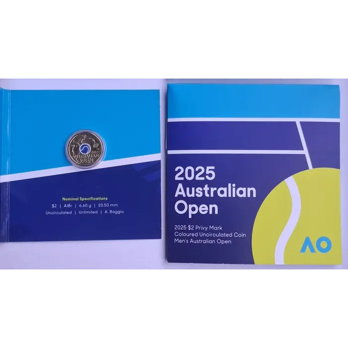 2025 $2 Australian Open Men's + Women's Privy Coin Set (Blue/ Light Blue)