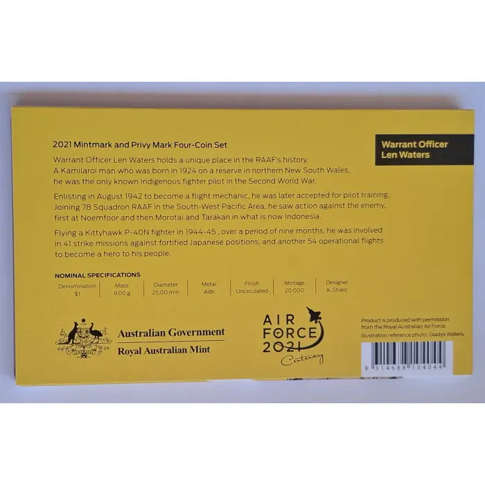 2021 $1 Heroes Of The Sky- Centenary of RAAF 'Privy' Year set