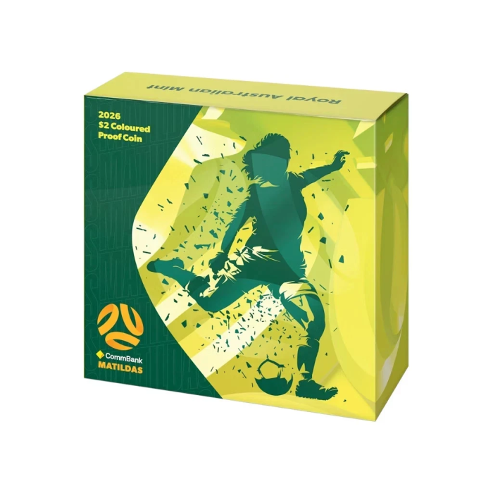 Matildas 2026 Proof Coin Football Soccer Green Two Dollar $2 Matilda Australia