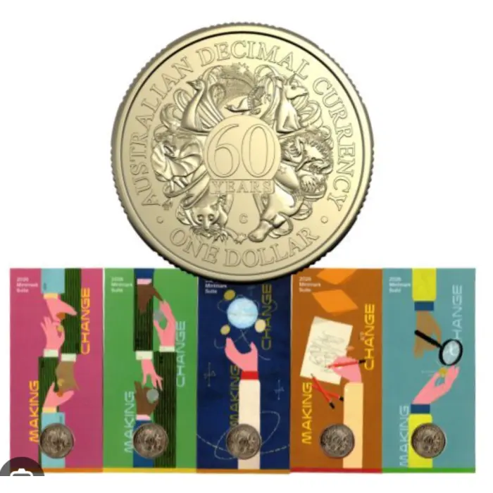 5 x 2026 $1 60th Anniversary of Decimal Currency C Mintmark Set Of All Card s