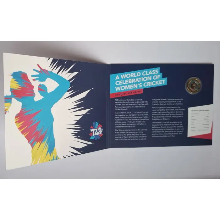2020 $2 ICC Women's T20 World Cup Coin in Folder