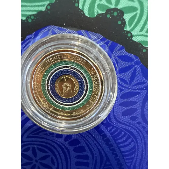 2025 $2 Torres Strait Islander Flag 'C' Mintmark Coloured Coin In Card