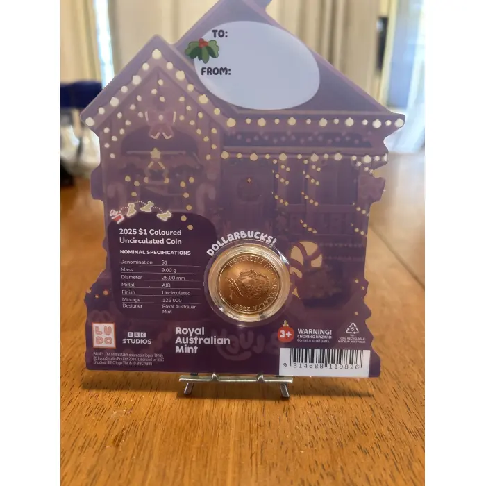 2025 Bluey Coloured Coin Christmas Card 
