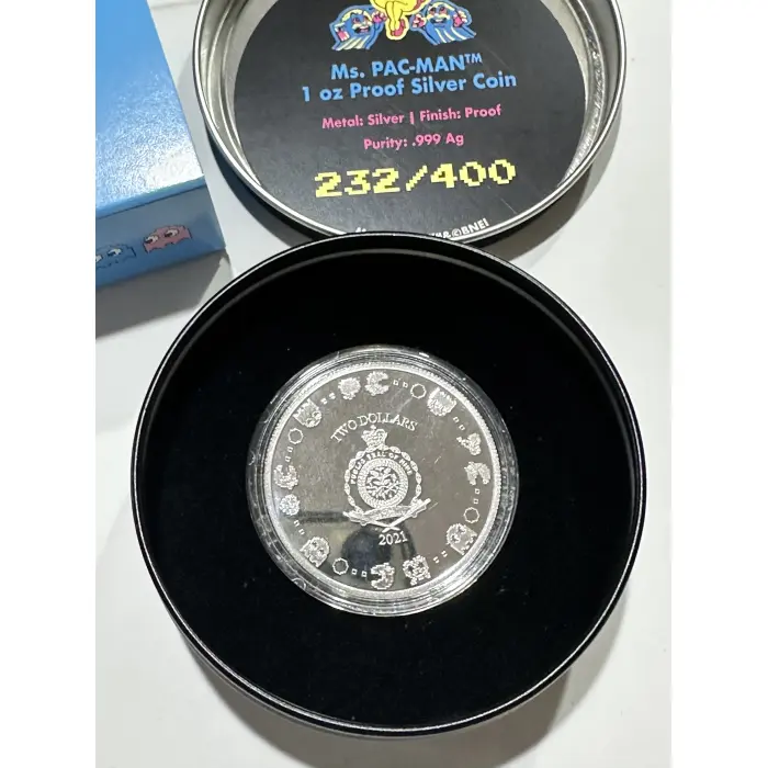 Ms Pac Man 2021 - 1oz Silver 40th Anniversary Proof Coin