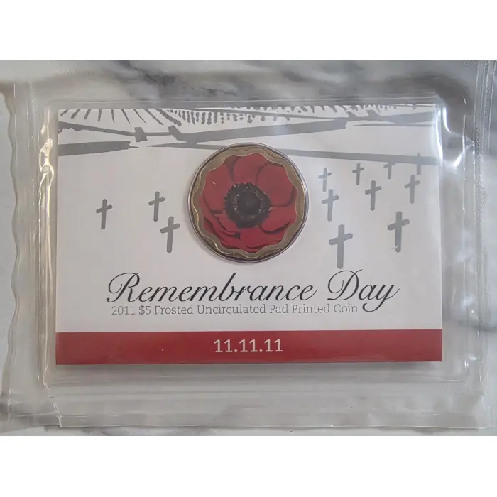 2011 $5 Remembrance Day Coin (11.11.11) – Royal Australian Mint – Sealed in Card
