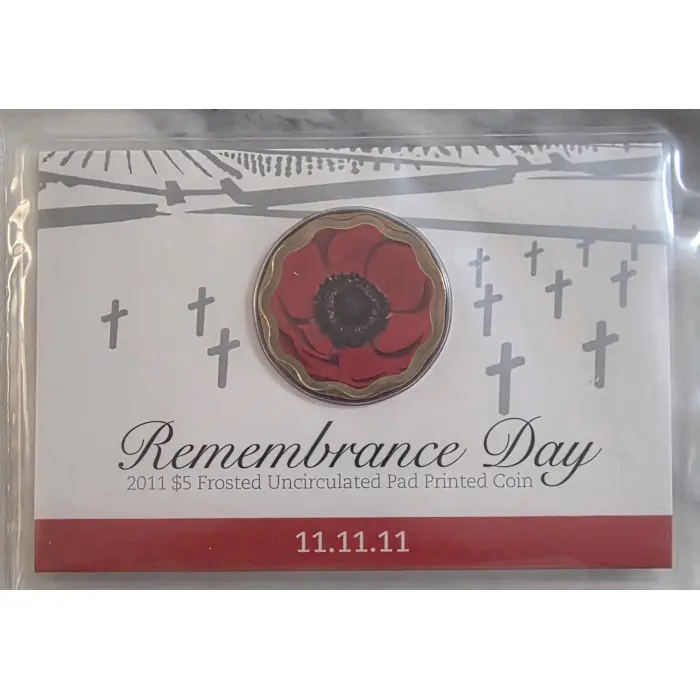 2011 $5 Remembrance Day Coin (11.11.11) – Royal Australian Mint – Sealed in Card