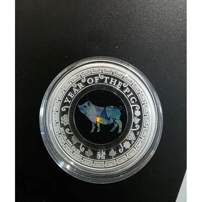 Australian Opal Lunar Series 2019 Year of the Pig 1oz Silver Proof Coin