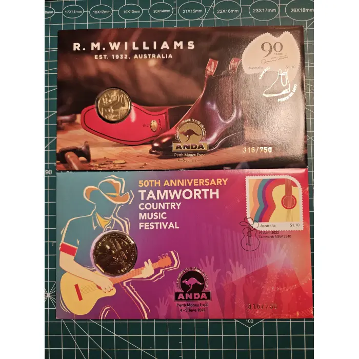 2022 Perth money expo ANDA overprint pair matching numbers Tamworth,RM Williams 