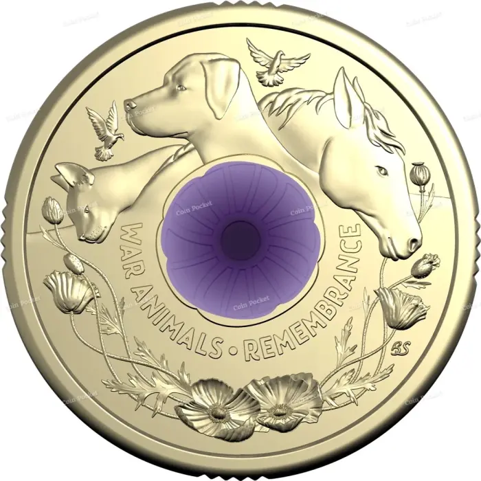 War Animals Remembrance 5 Coin RAM Mint Bag Purple Poppy 2024 Rare $2 Two Dollar