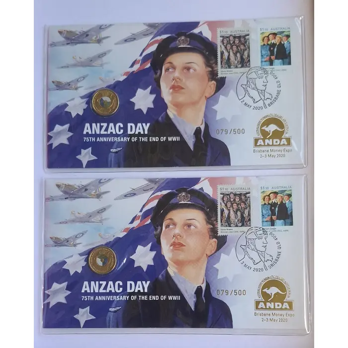 2020 $2 75th Ann Of The End Of WWII ANDA PNC Set *Matching Serial numbers 79/500