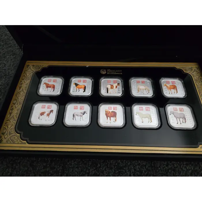 2014 Perth Mint Lunar Horse Square 1oz Silver Proof Ten-Coin Collection