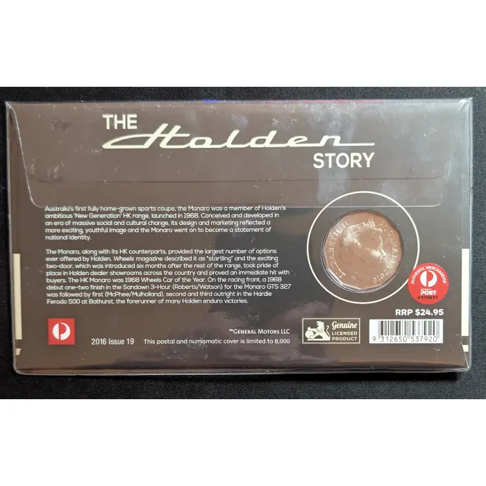 2016 160 Years of Holden - 1968 HK Holden Monaro GTS Philatelic Numismatic Cover