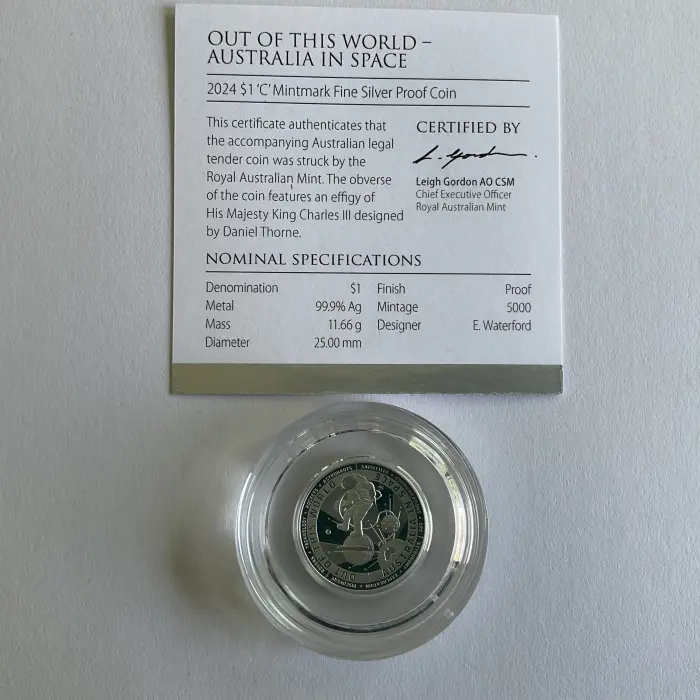 2024 $1 "C" Mint Mark Fine Silver Coin "Out of This World" Australians in Space