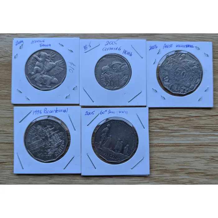 5 x 50 cent coins