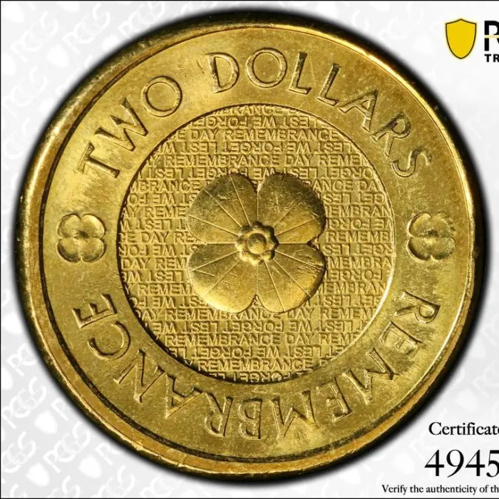 2012 $2 Gold Poppy Remembrance PCGS MS65 - True View