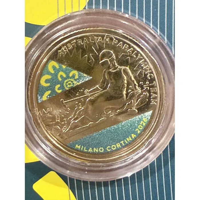 2026 Winter Paralympics $1 Coloured Coin on Card