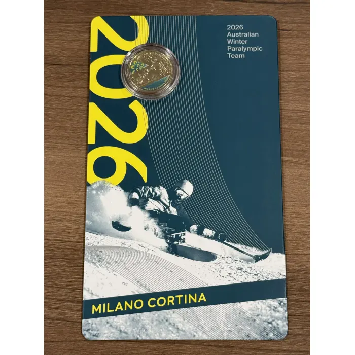 2026 Winter Paralympics $1 Coloured Coin on Card