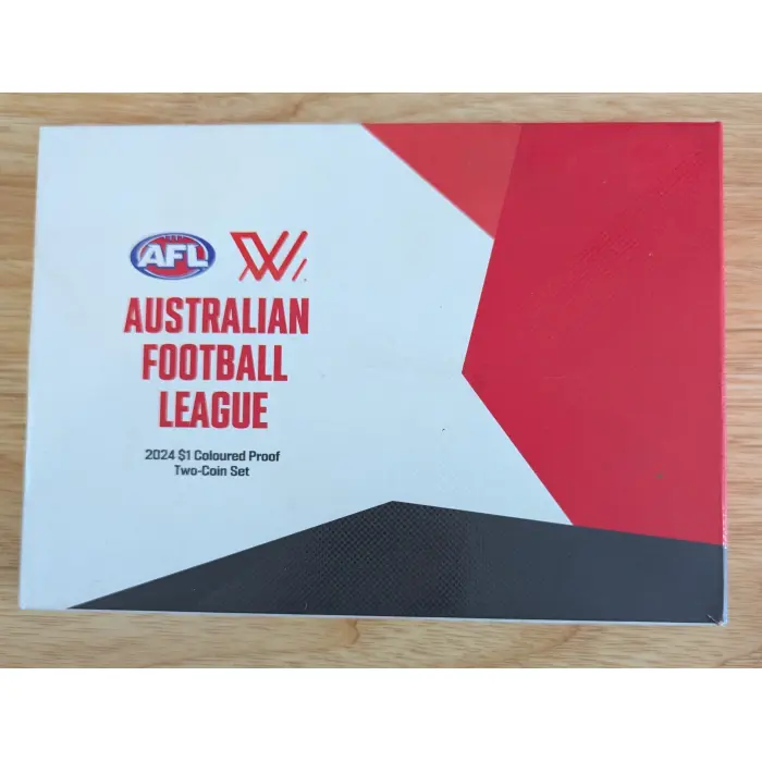 2024 RAM $1 AFL/AFLW Colour Proof 2 Coin Set Mintage Only 5000