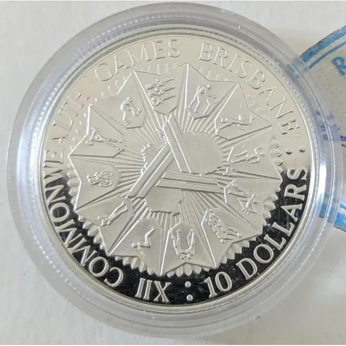 1982 Australia $10 Silver Proof Coin - XII Commonwealth Games Brisbane
