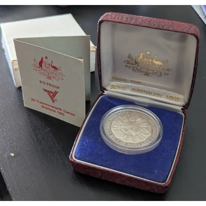 1982 Australia $10 Silver Proof Coin - XII Commonwealth Games Brisbane
