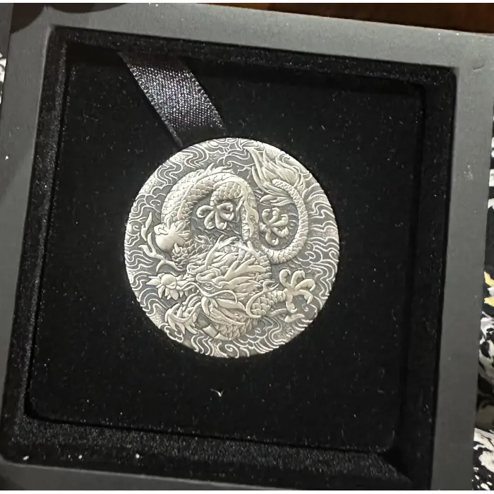 2022 Dragon 2oz Silver Antiqued Coin