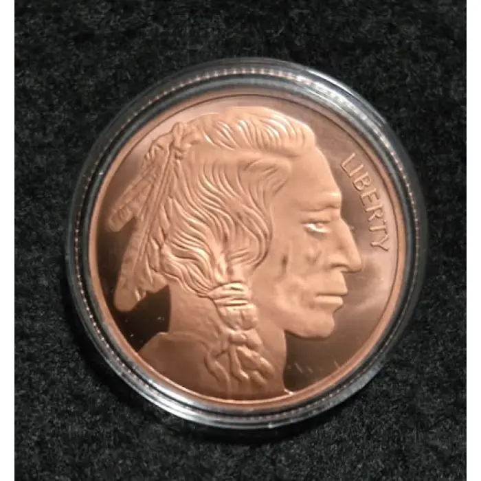 Copper bullion - 1 oz fine .999 copper round.