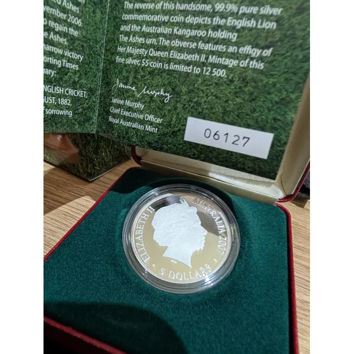 2007 The Ashes $5 Fine Silver Proof Coin