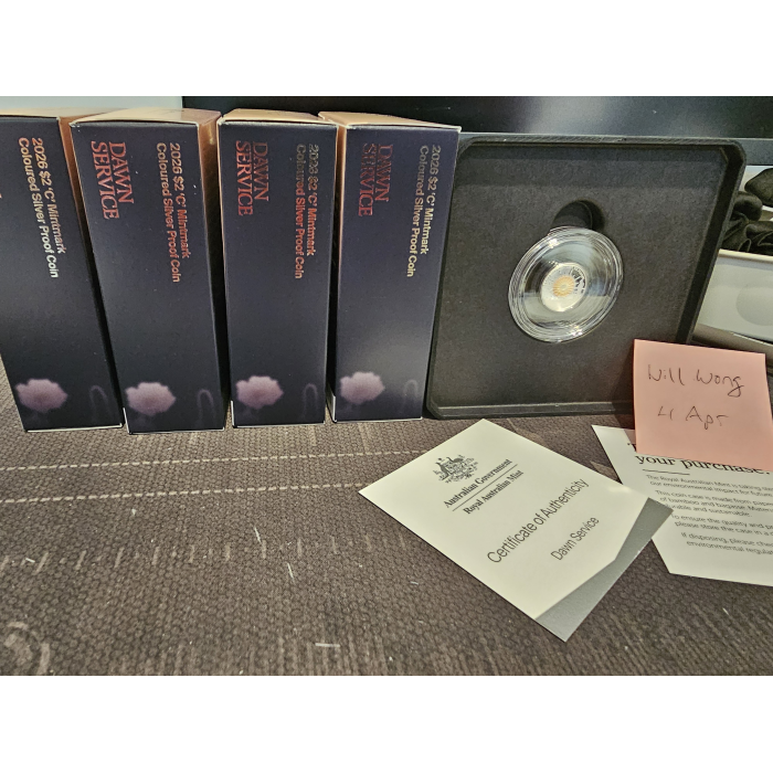2026 $2 'C' mintmark coloured coin ANZAC Dawn Service