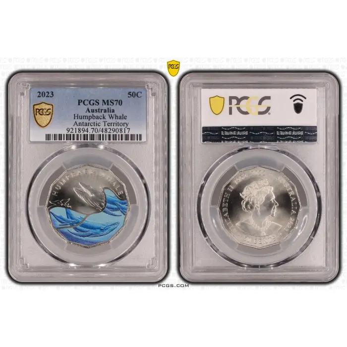 2023 50c Humpback Whale Antarctic Territory PCGS MS70