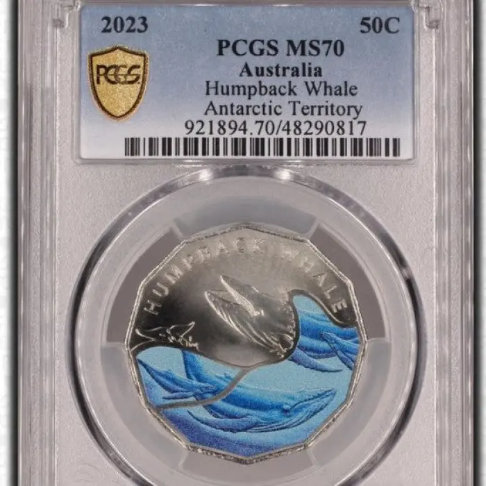 2023 50c Humpback Whale Antarctic Territory PCGS MS70