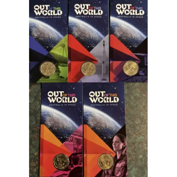 2024 $1 Out Of This World “A”  for Adelaide Counterstamp Coin Set of 5 Cards