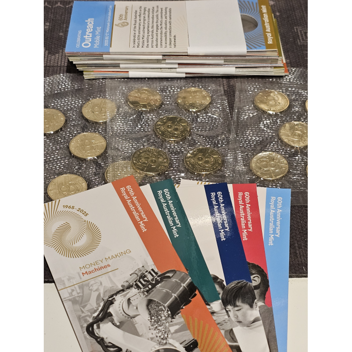 2025 60 years of Royal Australian Mint 60th $1 Dollar C Mintmark - Full set of 5