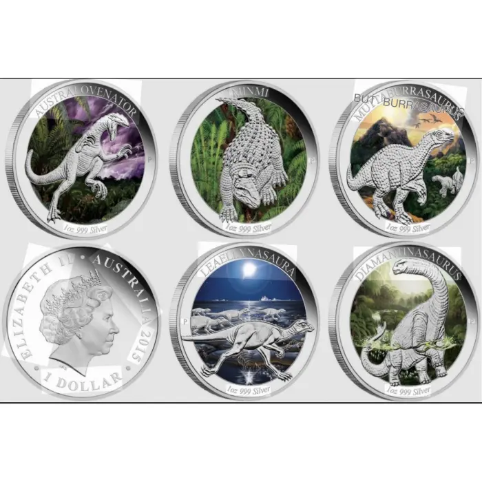 2014 Perth Mint Australian Age of Dinosaurs 5x 1oz Silver Proof Coin Set 