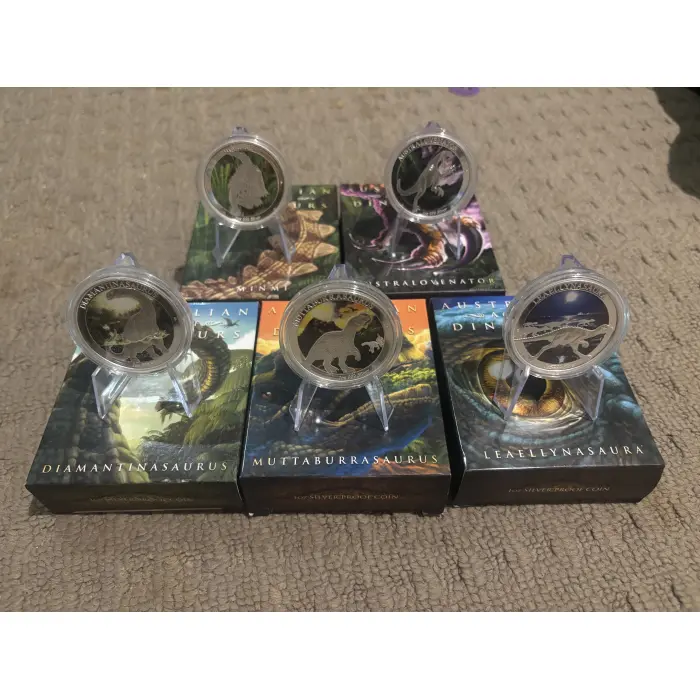 2014 Perth Mint Australian Age of Dinosaurs 5x 1oz Silver Proof Coin Set 