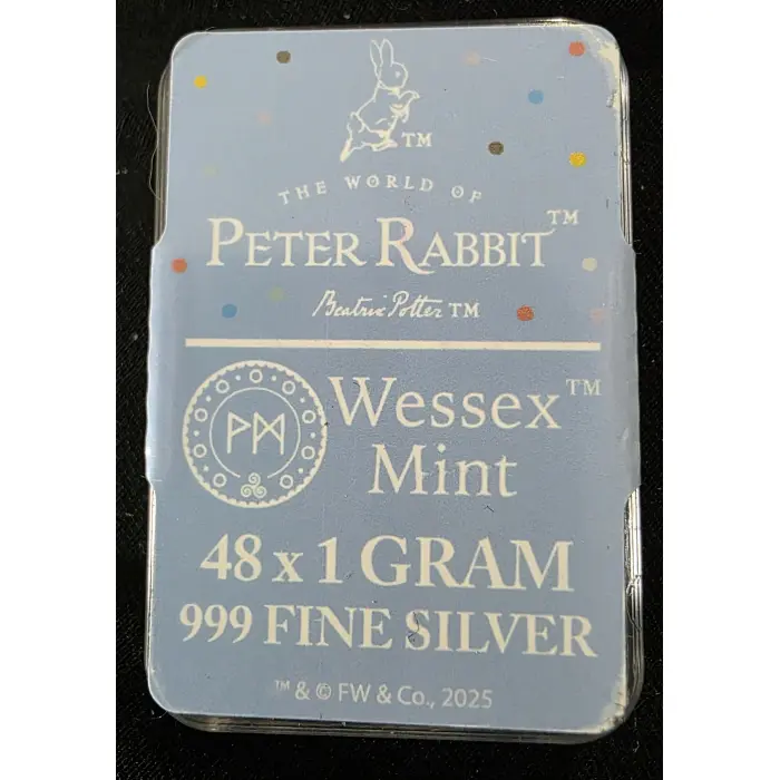 PETER RABBIT: 48 x 1 Gram Wessex Mint 999 Fine Silver Bars