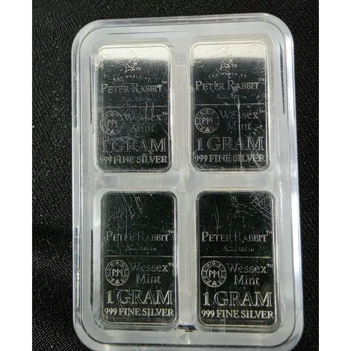 PETER RABBIT: 48 x 1 Gram Wessex Mint 999 Fine Silver Bars