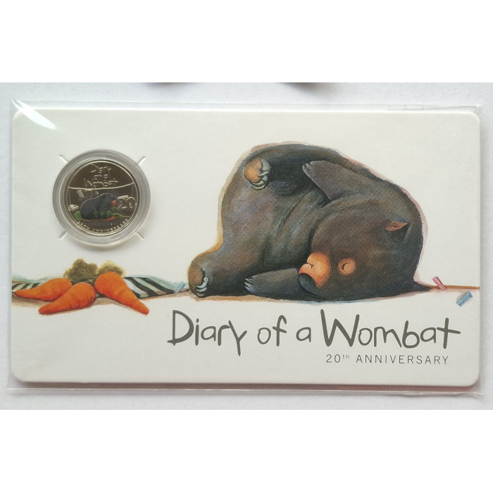 2022 20c Diary Of A Wombat- 20th Anniversary Carded Coin