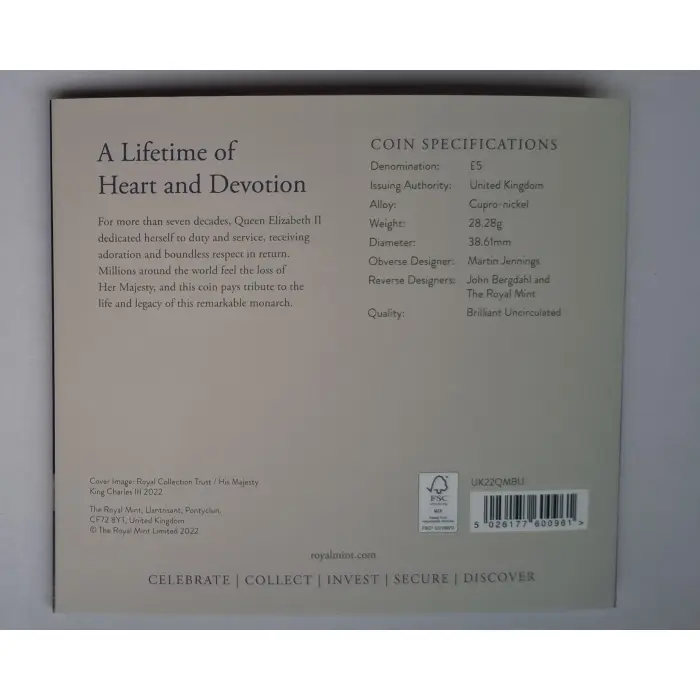 2022 £5 Queen Elizabeth III Tribute Carded Coin