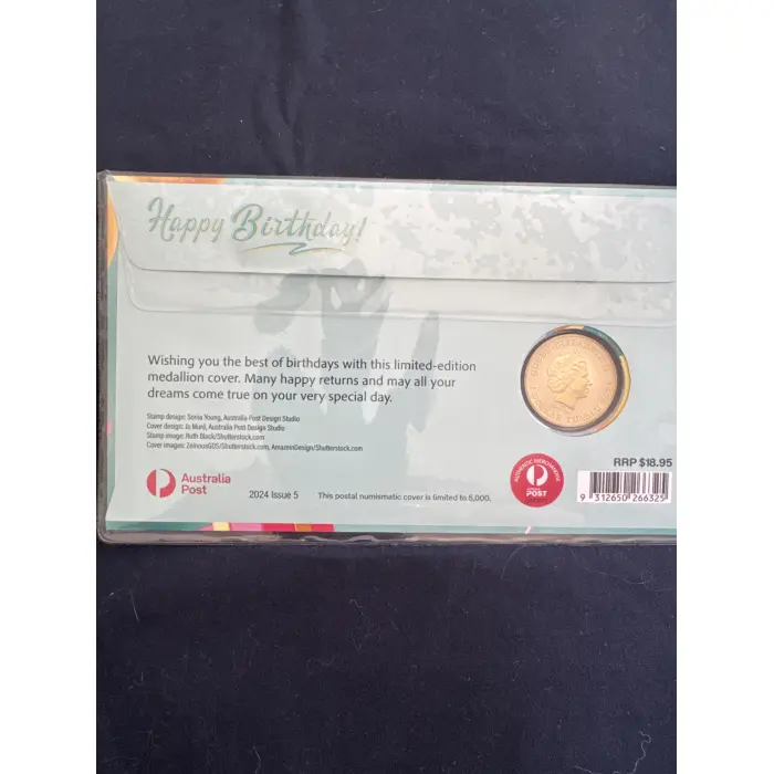 AUSTRALIA 2024 HAPPY BIRTHDAY COMMEMORATIVE $1 COIN Std FIRST DAY PNC  COVER