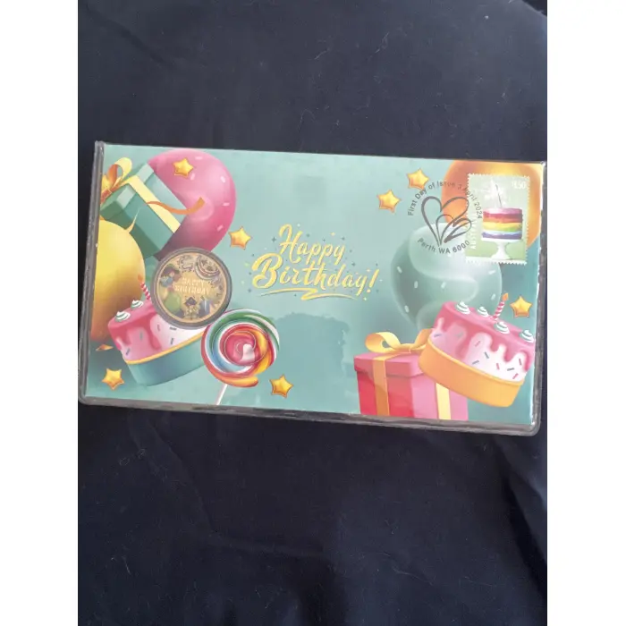 AUSTRALIA 2024 HAPPY BIRTHDAY COMMEMORATIVE $1 COIN Std FIRST DAY PNC  COVER