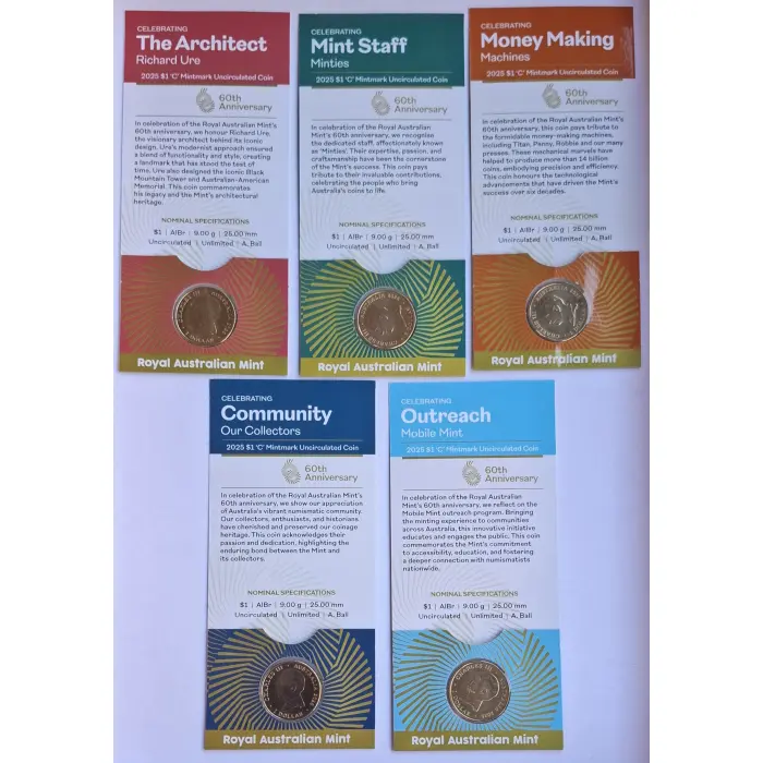 2025 $1 60th Anniversary of Royal Australian Mint- 'C' Counterstamp Set