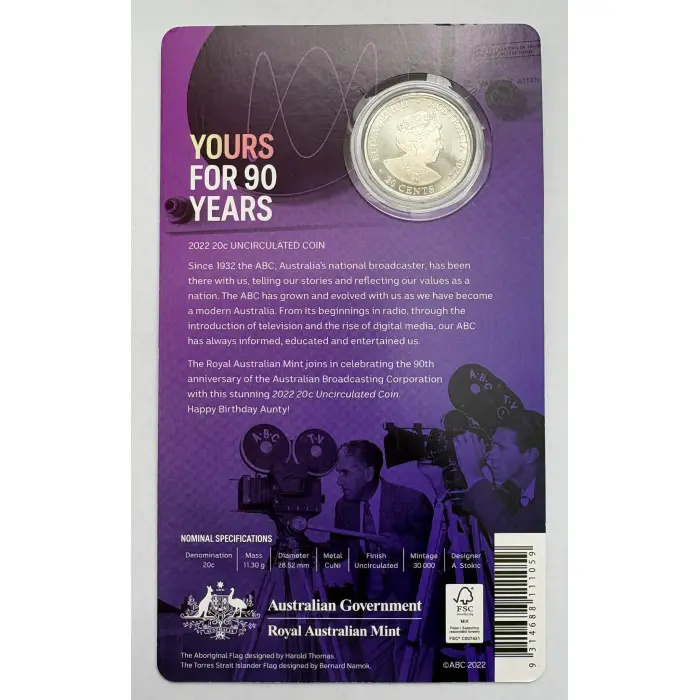 RAM 20c 2022 ABC 90th Anniversary UNC