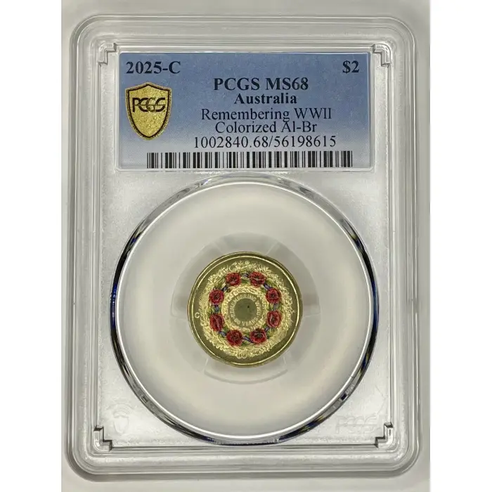 2025 C Mintmark $2 coloured poppy wreath PCGS MS68 