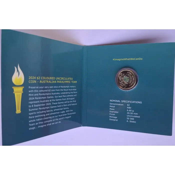 2024 $2 Australian Paralympic Team Carded Coin